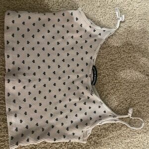 Brandy Melville Cream Ribbed Tie Front Crop Tank Top